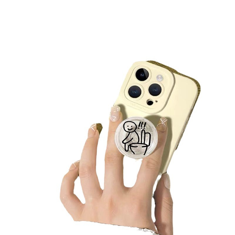 Líneas pequeñas personas redondas airbag soporte tipo pegado en la parte posterior del teléfono móvil portátil soporte retráctil 360 ° de rotación