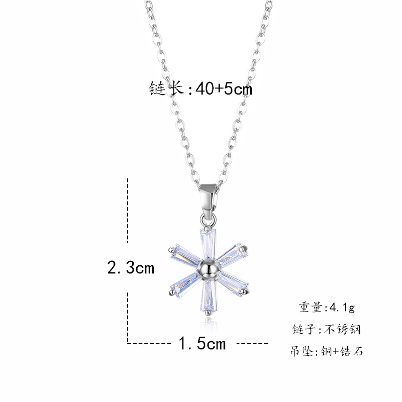 Five Petal Zircon Sun Flower Stainless Steel Chain Necklace Wholesale Jewelry Nihaojewelry display picture 1