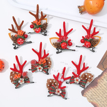 圣诞节头饰女欧美跨境儿童鹿角发卡气质网红装扮前额刘海圣诞发夹