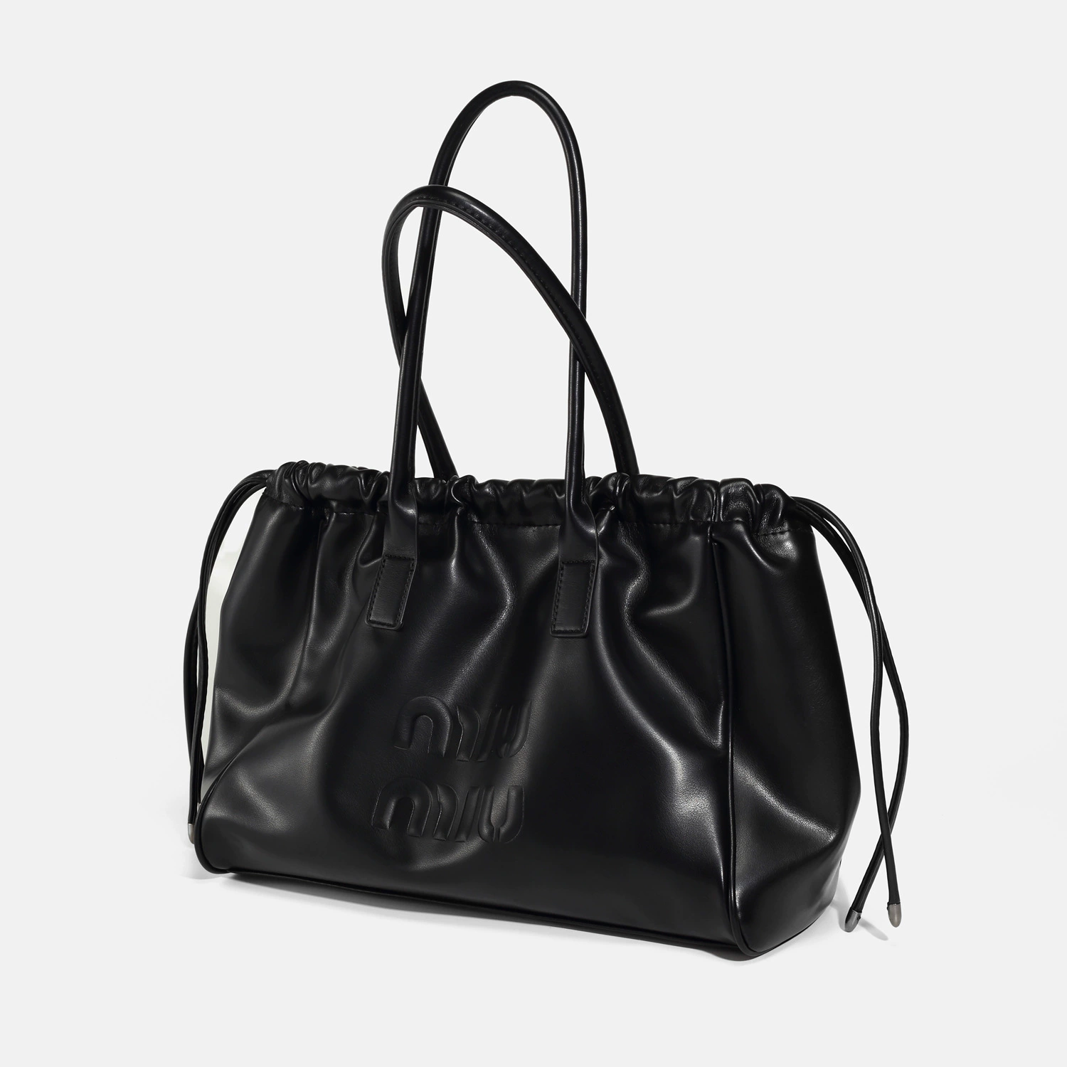 One-shoulder bag, high-end, black, premium finish drawstring top