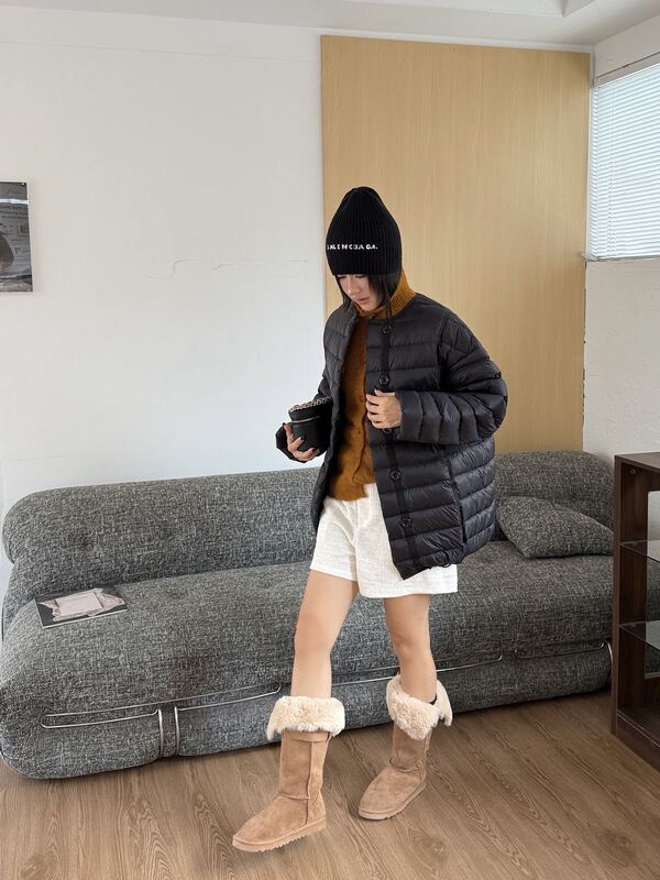 平湖霜林2025新款90白鸭绒轻薄圆领羽绒服女秋冬女装无领|undefined