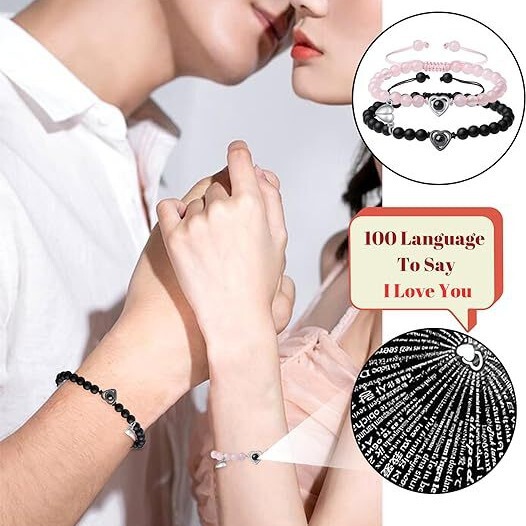 100 Languages Couple Bracelet for Him and Her Matching Bracelets Couple Bracelet Jewelry Beaded Bracelet for Men and Women