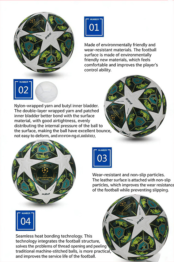 Ballon de football cousu à la machine, offrant une excellente durabilité et une bonne jouabilité._voghion.com