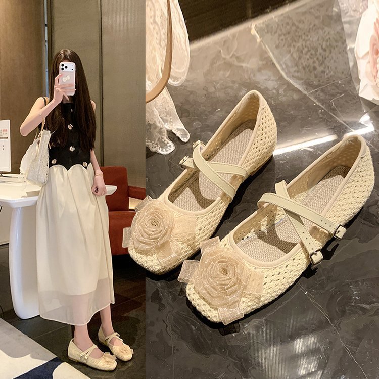 Camellia francesa zapatos de malla para mujeres 2026 con una falda pequeña altura zapatos de noche y noche zapatos suaves