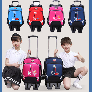 Pupils Pull-Rod Schoolbag Men's Six-wheel Stair Climbing Children's Tutoring Class Printing LOGO Backpack Training Class Printing Women