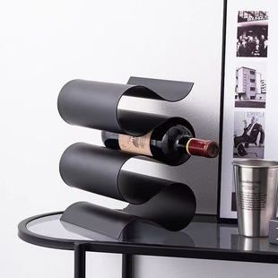 Red Wine Rack Nordic Modern Light Luxury Creative Table Display Cabinet Storage Ornaments Metal High-End Living Room Furnishings and Decorations