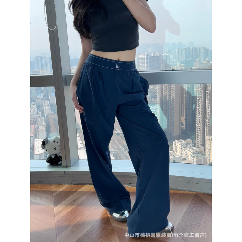 Original Label In-Stock Letter Print Elastic Casual Pants Straight Acetate Quick-Dry Pants Long Pants Women's Casual Pants Loose Wide-Leg Pants Original Label In-Stock Letter Print Elastic Casual Pants Straight Acetate Quick-Dry Pants Long Pants Women's Casual Pants Loose Wide-Leg Pants