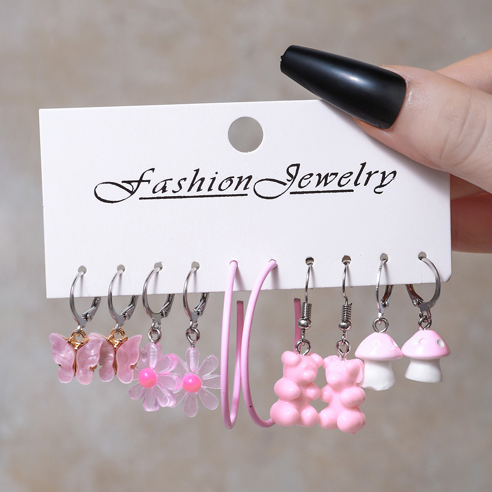 1 Set Cute Geometric Flower Plating Resin Drop Earrings Earrings display picture 3