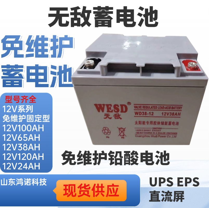WESD无敌蓄电池WD38-12 12V38AH免维护阀控式固定型直流屏电瓶