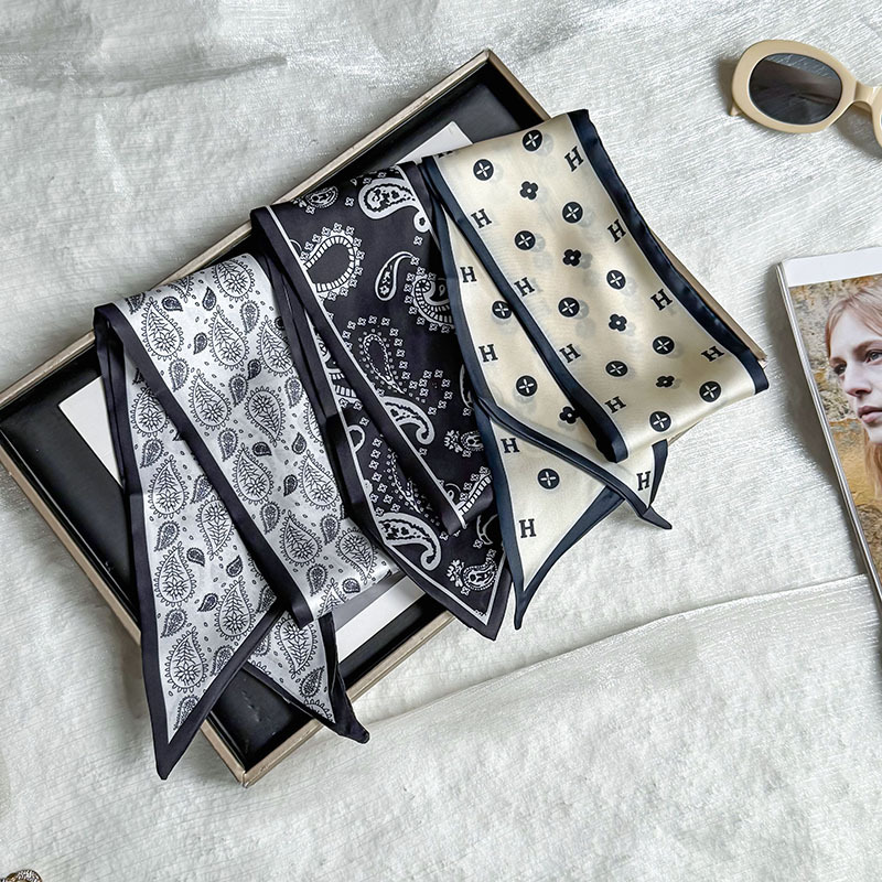 Pañuelo de seda, tira larga, sentido avanzado, nuevo estilo, flor de anacardo, simulación, bufanda de seda, decoración de serpentina, bolsa de atar, cinturón de decoración de cinta