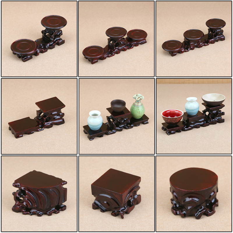 Redwood Teapot Purple Clay Pot High and Low Base Solid Wood Stone Vase Bonsai Base Ornament Bracket Wood Carving Crafts Redwood Teapot Purple Clay Pot High and Low Base Solid Wood Stone Vase Bonsai Base Ornament Bracket Wood Carving Crafts