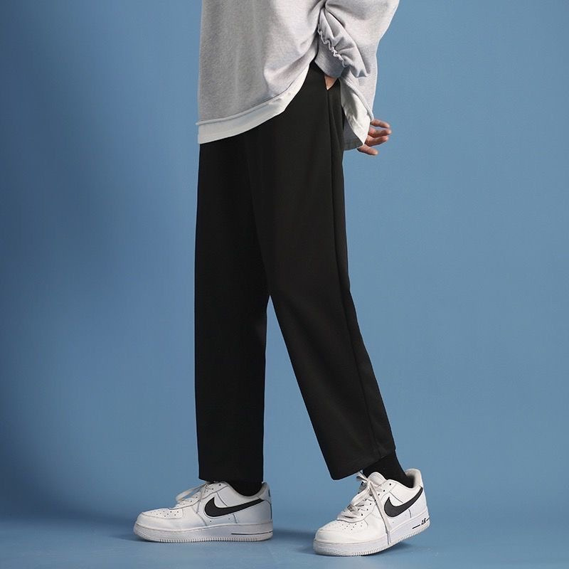 Pantalones casuales de otoño para hombres sueltos rectos versátiles pantalones cortos de moda de los hombres coreanos deportivos para estudiantes pierna ancha de los hombres