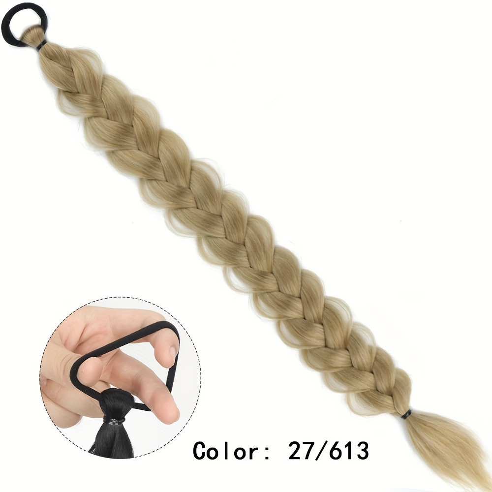 Trenzas de trenza de caballo fibra química larga trenzas de trenza de caballo anillo de pelo peluca de trenza de caballo peluca europea y americana