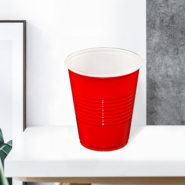 Taza de plástico desechable Taza de plástico de doble capa Juego rectangular Taza de dos colores 16oz Taza de cerveza Taza de tenis de mesa Taza de juego