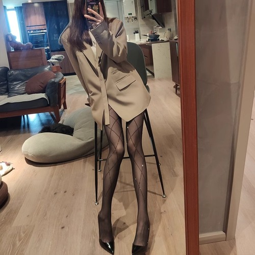 Gold-leaf decorated, sparkling, beaded silk stockings for women with rhombus pattern, embroidered pantyhose, thin, sexy, anti-snag black silk stockings