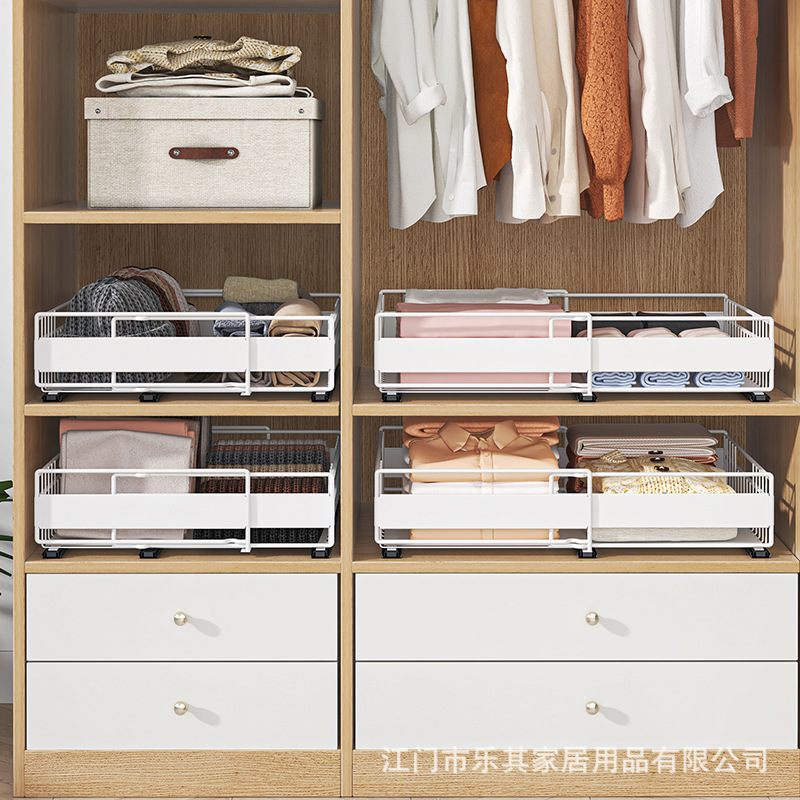 Cesta de almacenamiento de hierro forjado en el armario de cocina tipo cajón estante retráctil botella de extracción lata de platos y platos de extracción