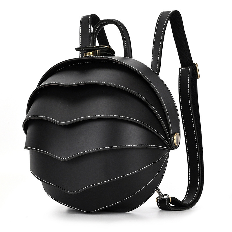 Genuine Leather creative backpack personalized beetle backpack large small size men's and women's round schoolbag shoulder crossbody casual bag Genuine Leather creative backpack personalized beetle backpack large small size men's and women's round schoolbag shoulder crossbody casual bag