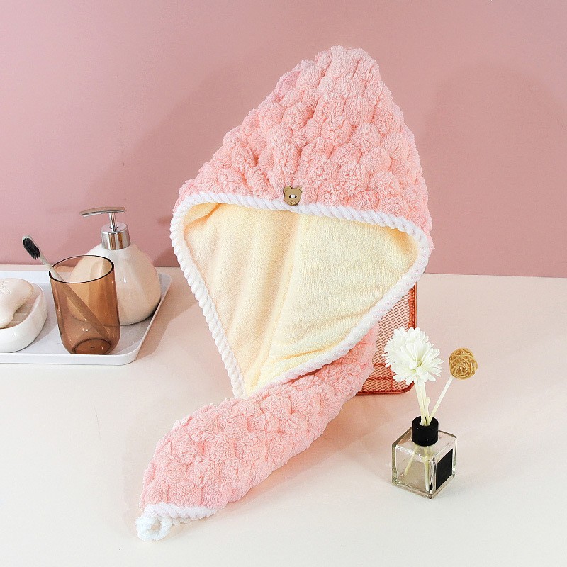 Quick-drying hair drying cap-pink-1 piece (opp bag) / Routine