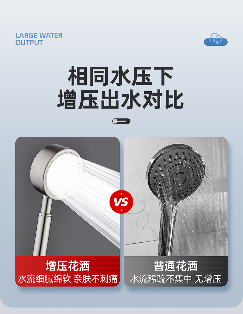 304 stainless steel powerful pressurized showerhead, household shower head, hose, bath set, shower head undefined