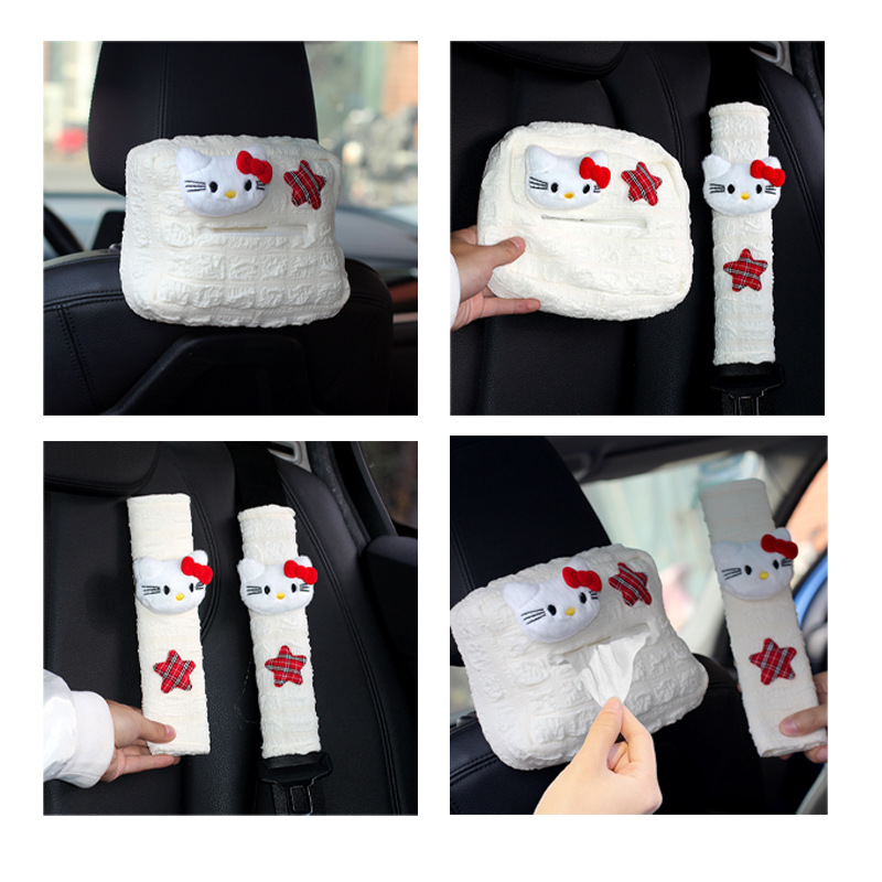 hellokitty car tissue box car paper box car decoration cute cartoon tissue bag hanging