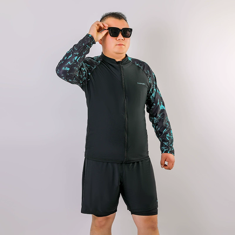Split long-sleeve, men's big swimwear, sun protection