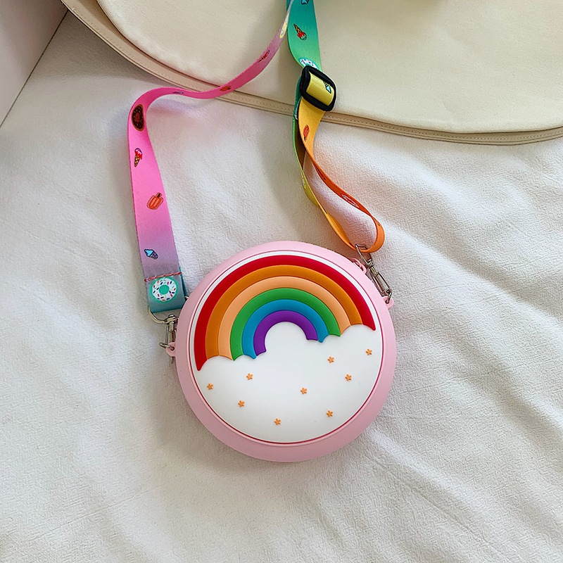 INS Nuevo Arco Iris donut mini niños niñas de silicona bolsa de mensajero del hombro de la princesa monedero bolso de las mujeres