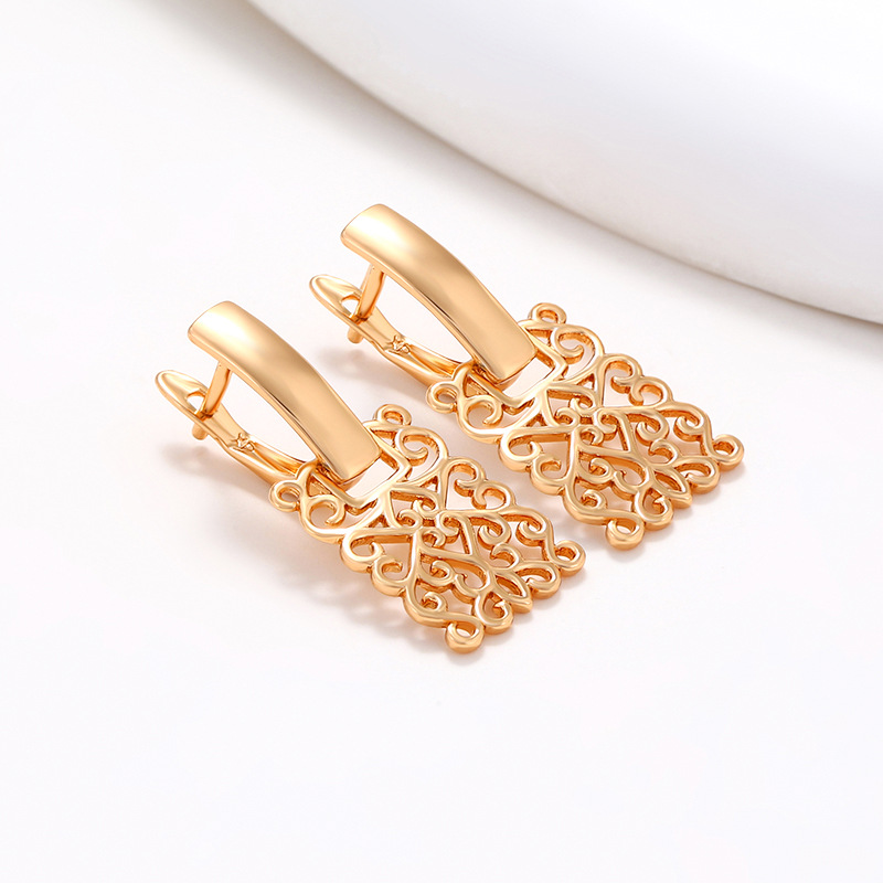 Xuping Jewelry Amazon Joyas transfronterizas Pendientes cuadrados cuadrados geométricos dorados de 18 quilates Pendientes de alta calidad mujeres
