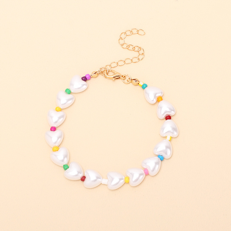 9g Weight Necklace Classification Wedding, Travel Occasion Lock Pattern Women'S Gender Ethnic Style Heart Pearl Necklace Bracelet Combination Set 5