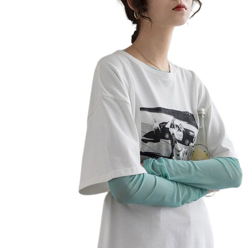 Ice Silk Long Sleeve T-Shirt Women's Summer New Sunscreen Candy Color Mesh Underwear Thin Layered Top 