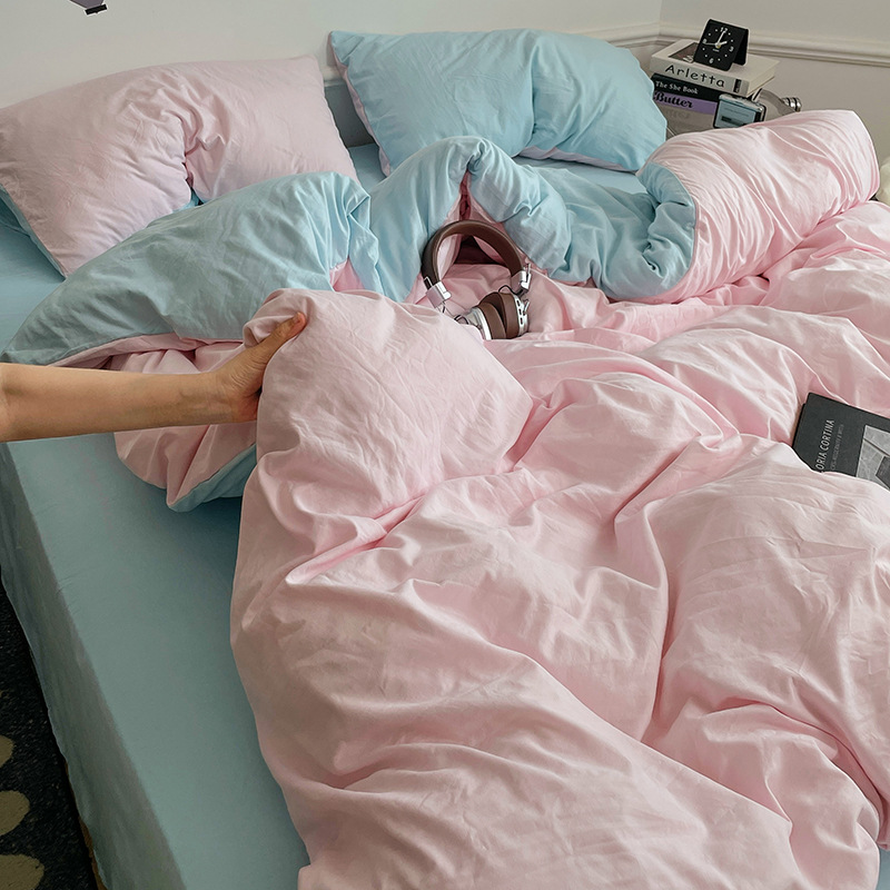 Madre y bebé clase A dormitorio desnudo cuatro piezas de algodón puro algodón colcha cubierta sábanas de cama de dormitorio de estudiantes tres piezas de conjunto