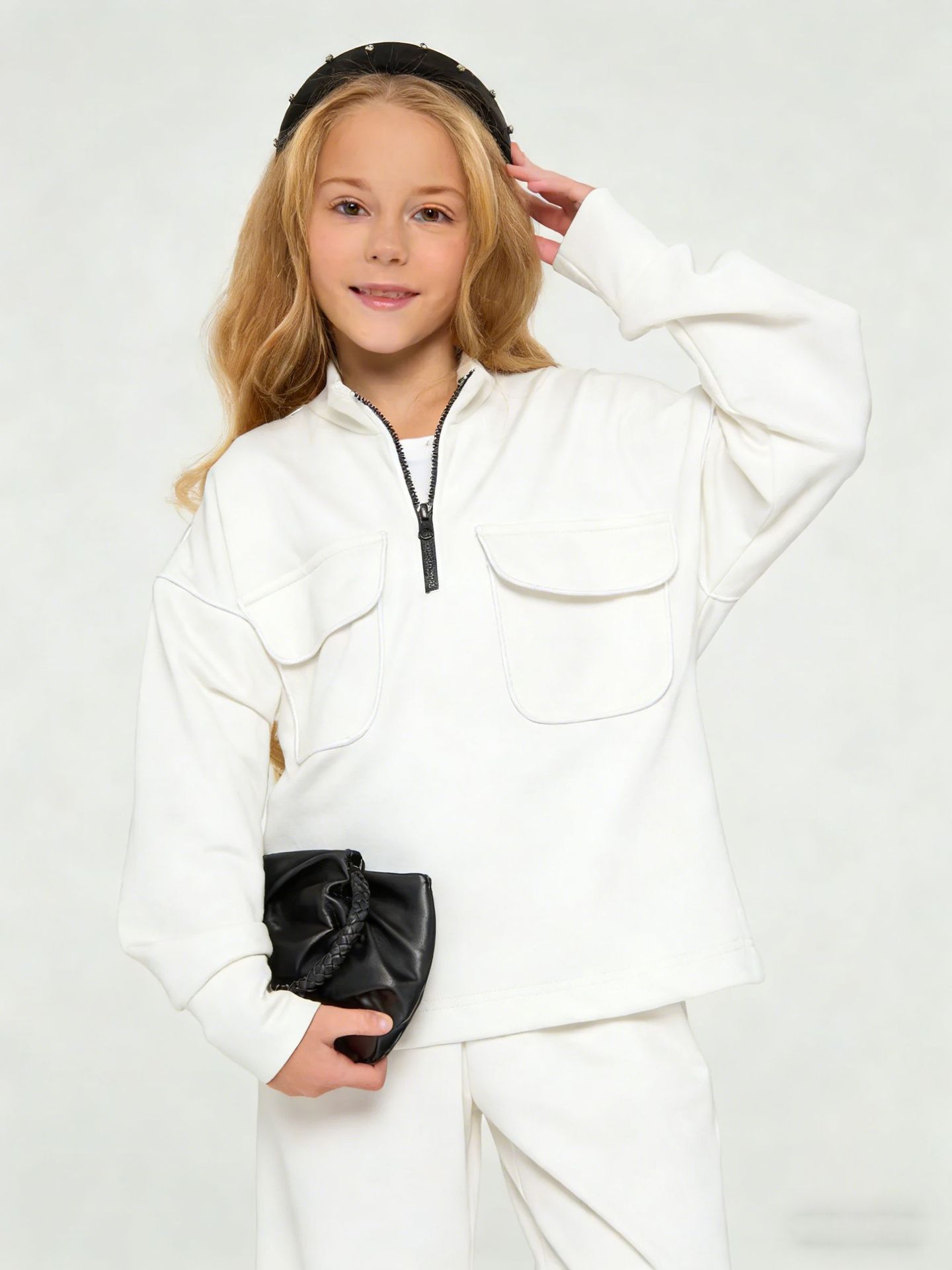 Mädchen Freizeit Streetstyle Zweiteiler Mit Half Zip Pullover_voghion.com