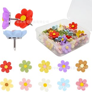 New cross-border 30 six-petal flower pushpin creative DIY photo wall decoration ins style 10-color flower Push Pin