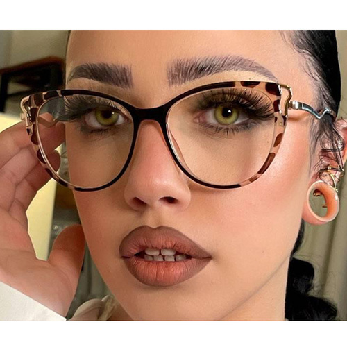 87055 Cross-border TR90 leopard print glasses frame cat eye anti-blue light glasses frame radiation resistant computer optical frame