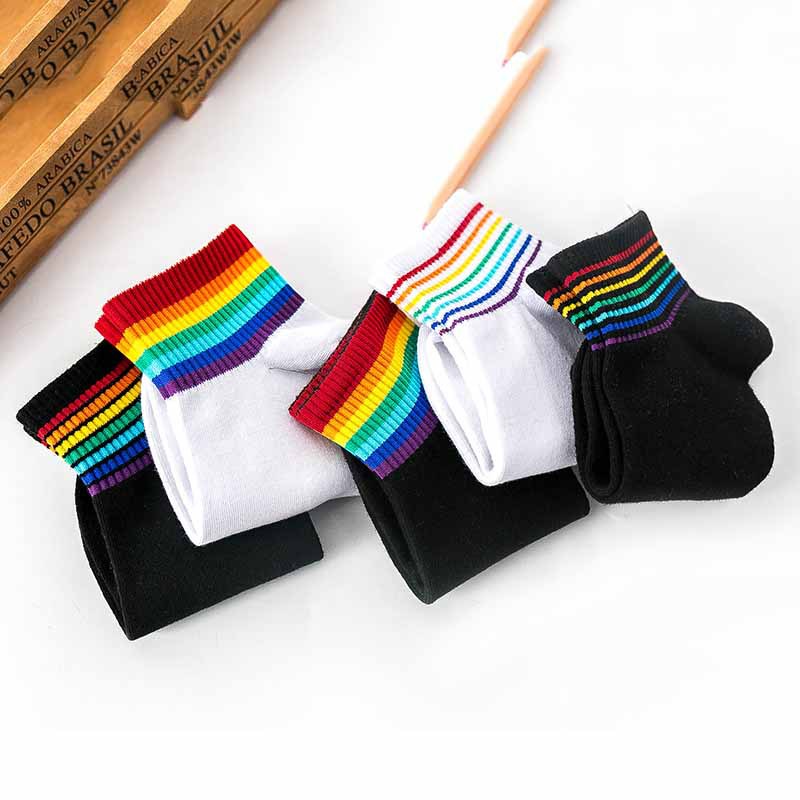 solid color striped low cut combed cotton socks 5-pairs NSASW74715