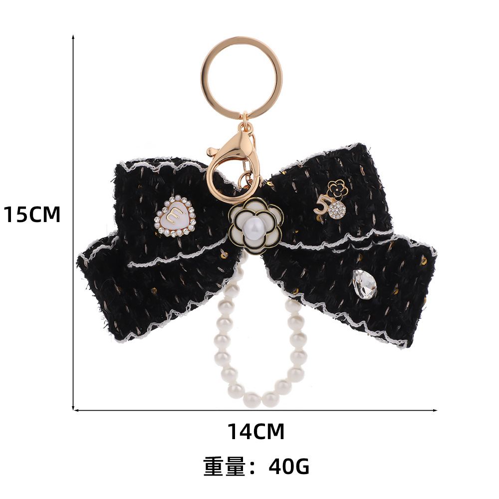 Porte-clés de luxe vintage avec pendentif nœud et perles_voghion.com