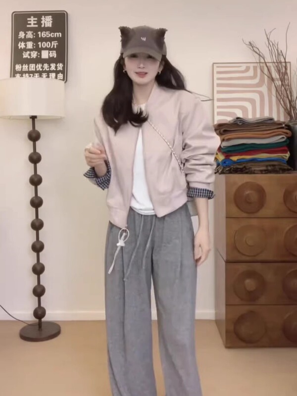 短款袖口拼接棒球服外套女2025春季新款韩版时尚休闲气质夹克上衣|undefined