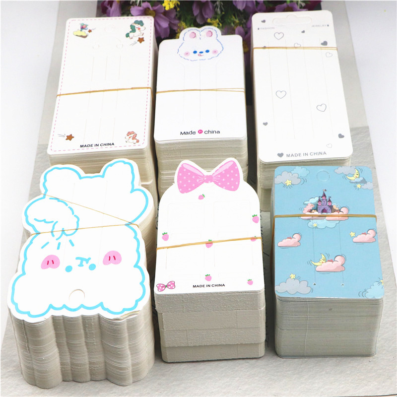 印花卡片蝴蝶结头饰卡片发夹发圈饰品包装材料手工diy配件