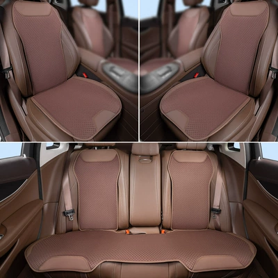 High-End Ice Silk Single-Piece Comfortable Non-Slip — Four Seasons Pad - chestnut-brown-full-car-7-piece-set-breathable-ice-silk-clean-labelno-logo