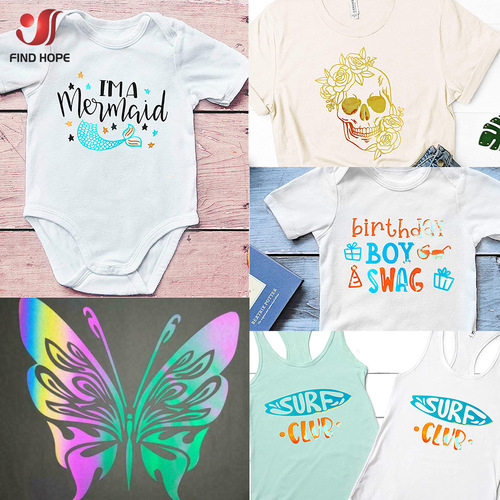 High-gloss five-color rainbow gradient changing color vinyl T-shirt transfer printing HTV