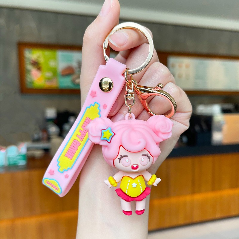 Muñeca de dibujos animados goteo llavero bolsas escolares exquisitas para hombres y mujeres colgantes para agarrar muñecas colgantes para el mercado nocturno regalos al por mayor