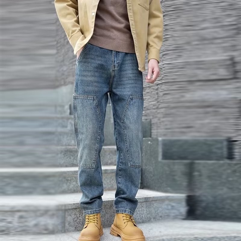 2024 primavera y otoño jeans delgados marca de moda para hombres pantalones de pierna recta de todo fósforo tendencia de moda moda pantalones casuales para hombres