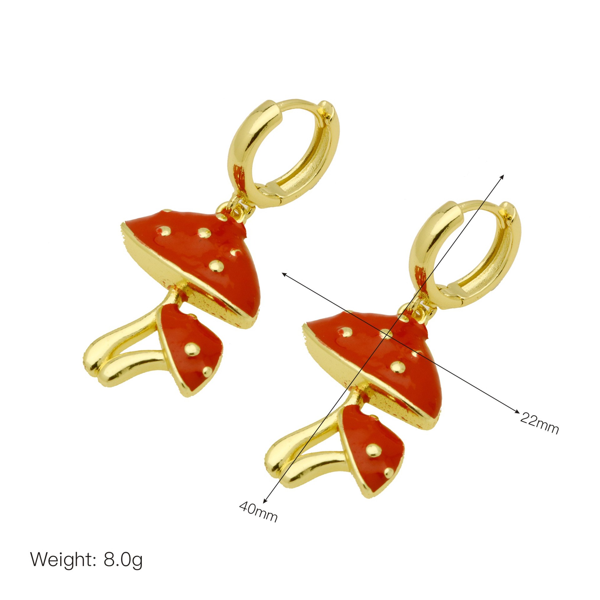 7g Weight Copper Ear Needle Material 18K Gold Plated Plating Material Charm Sleeper Hoop Earrings, Drop Earrings Classification 1 Pair Quantity Casual, Daily Occasion Copper Material Cherry, Mushroom Pattern Women's Gender Enamel, Plating Design Sweet Style 1 Pair Sweet Cherry Mushroom Enamel Plating Copper 18K Gold Plated Drop Earrings 11