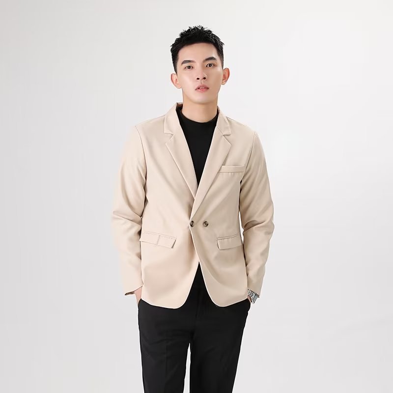 2026秋季男士西装外套韩版痞帅免烫小西服轻熟风商务休闲黑色单西