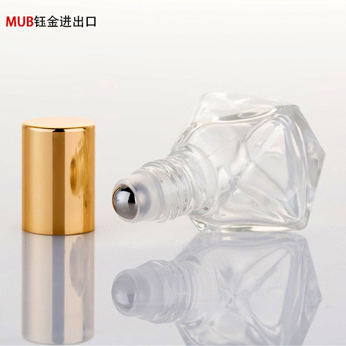 8ml massage roller ball essential oil bottle, five-pointed star rolling ball diamond transparent glass perfume bottle sample packaging cosmetics