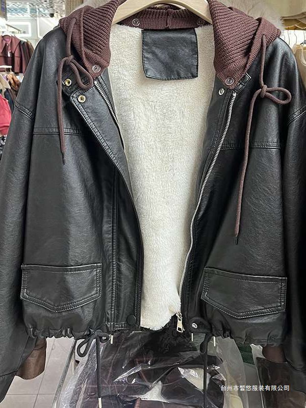 加绒皮衣加厚保暖外套季2025新款宽松小个子休闲短款皮夹克上衣
