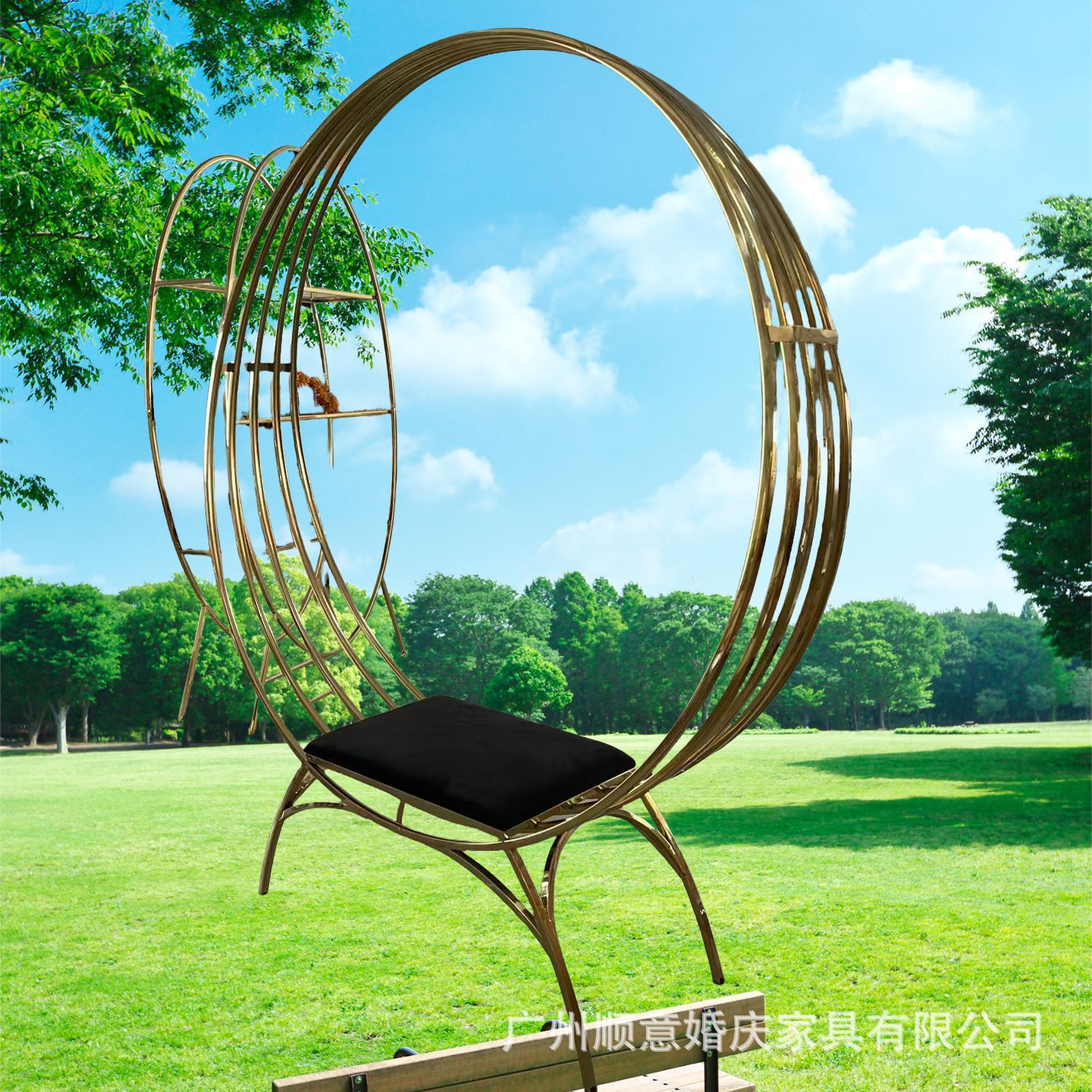 Wedding Moon-Shaped Arch Frame Party Round Sofa Background Arch Outdoor Wedding Engagement Golden Sofa Wholesale