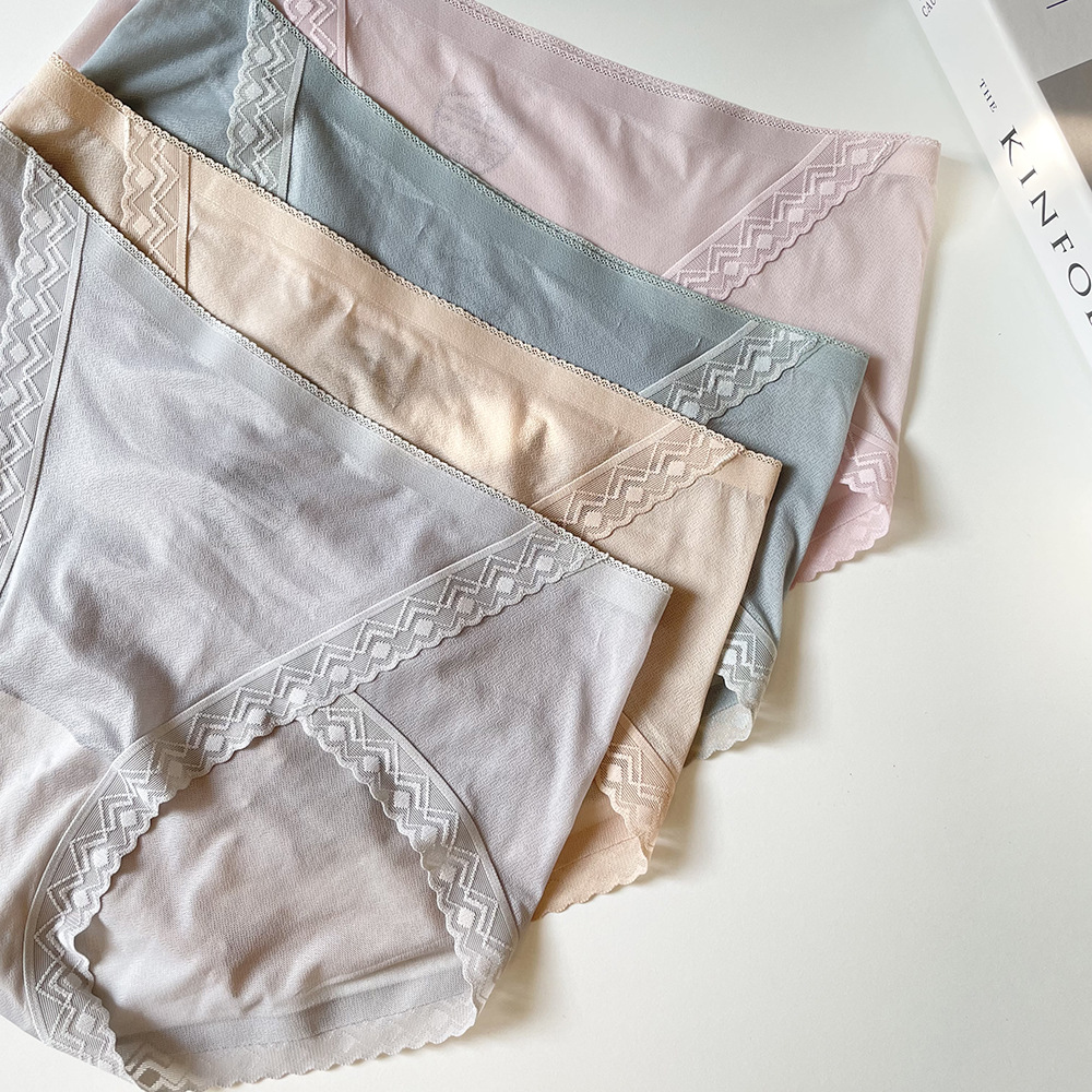 French Light Ant Cloth Women's Underwear Breathable Seamless Briefs Lace Translucent Comfortable Sexy Pure Cotton Crotch