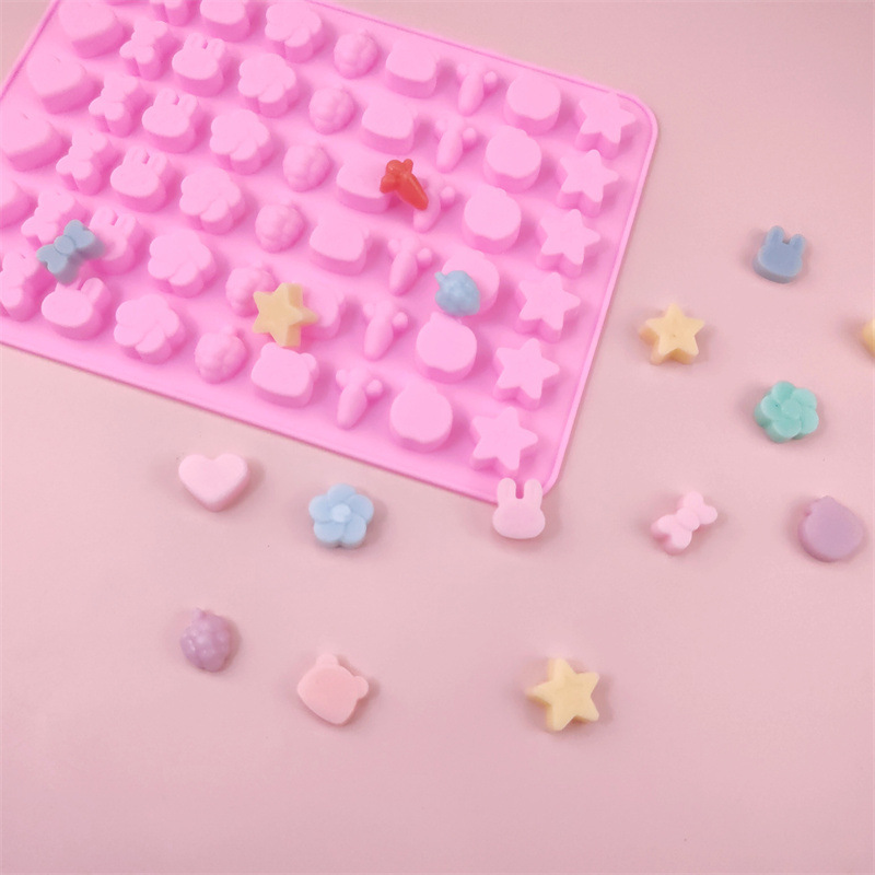 54-Piece Fruit Animal Silicone Gummy Mold Handmade Glue Fire Paint Wax Mold Elastic Chocolate Baking Tool