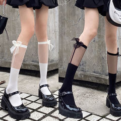 Knot-tied Socks for Women, Mid-Calf LoLita-Style, Sweet Japanese-Inspired Design, Patchwork JK-Thigh Highs, Summer Collection – Thin, Transparent, and Perfectly Versatile