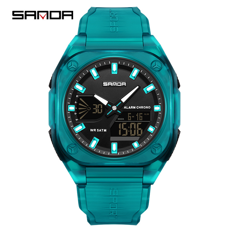 SANDA Sanda 6268 horario de verano despertador impermeable reloj electrónico para estudiantes sincronizados reloj deportivo de luz nocturna multifuncional
